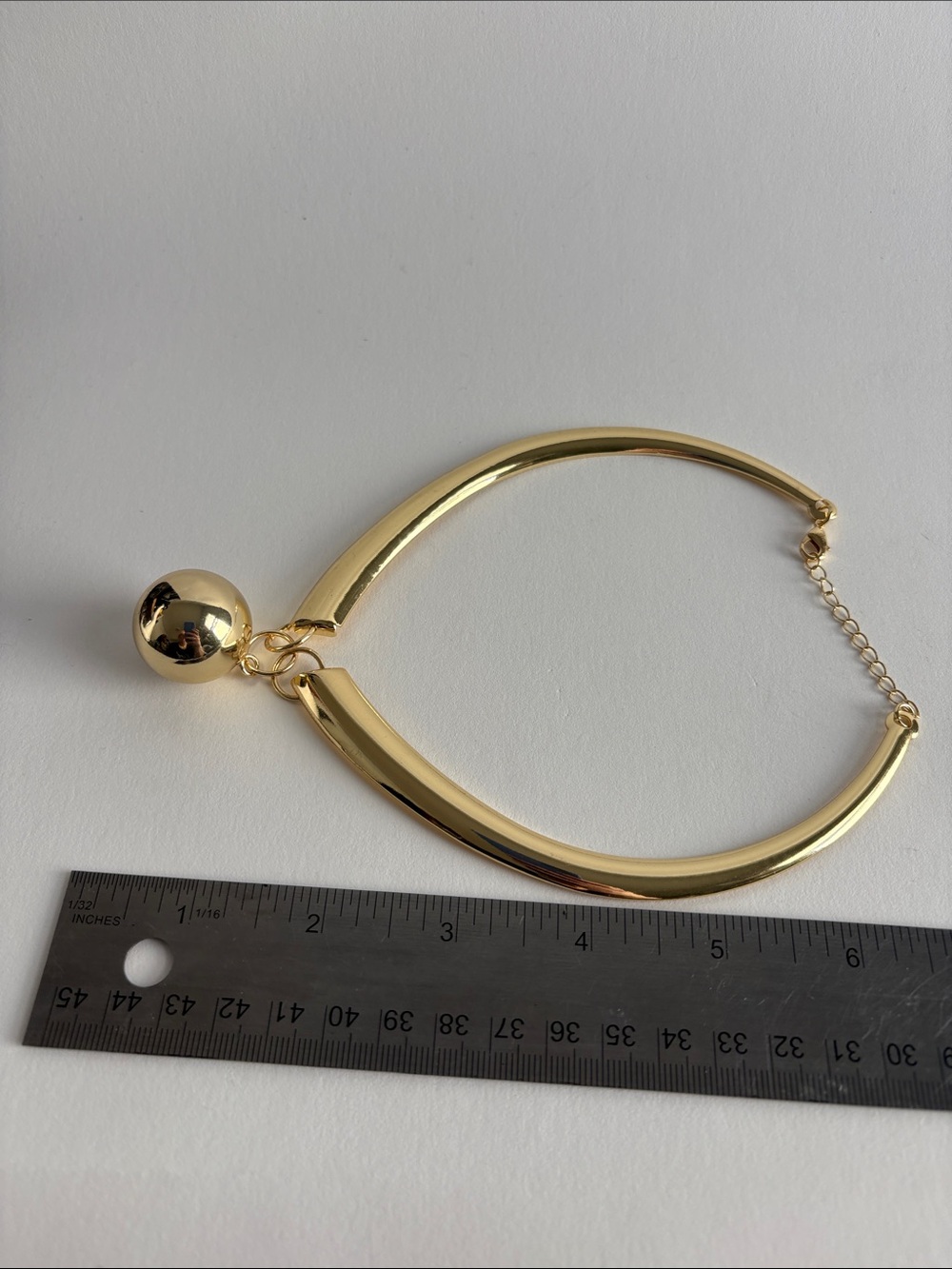 Gold Collar Choker Necklace Sphere Pendant Statement Jewelry - Picture 4 of 4
